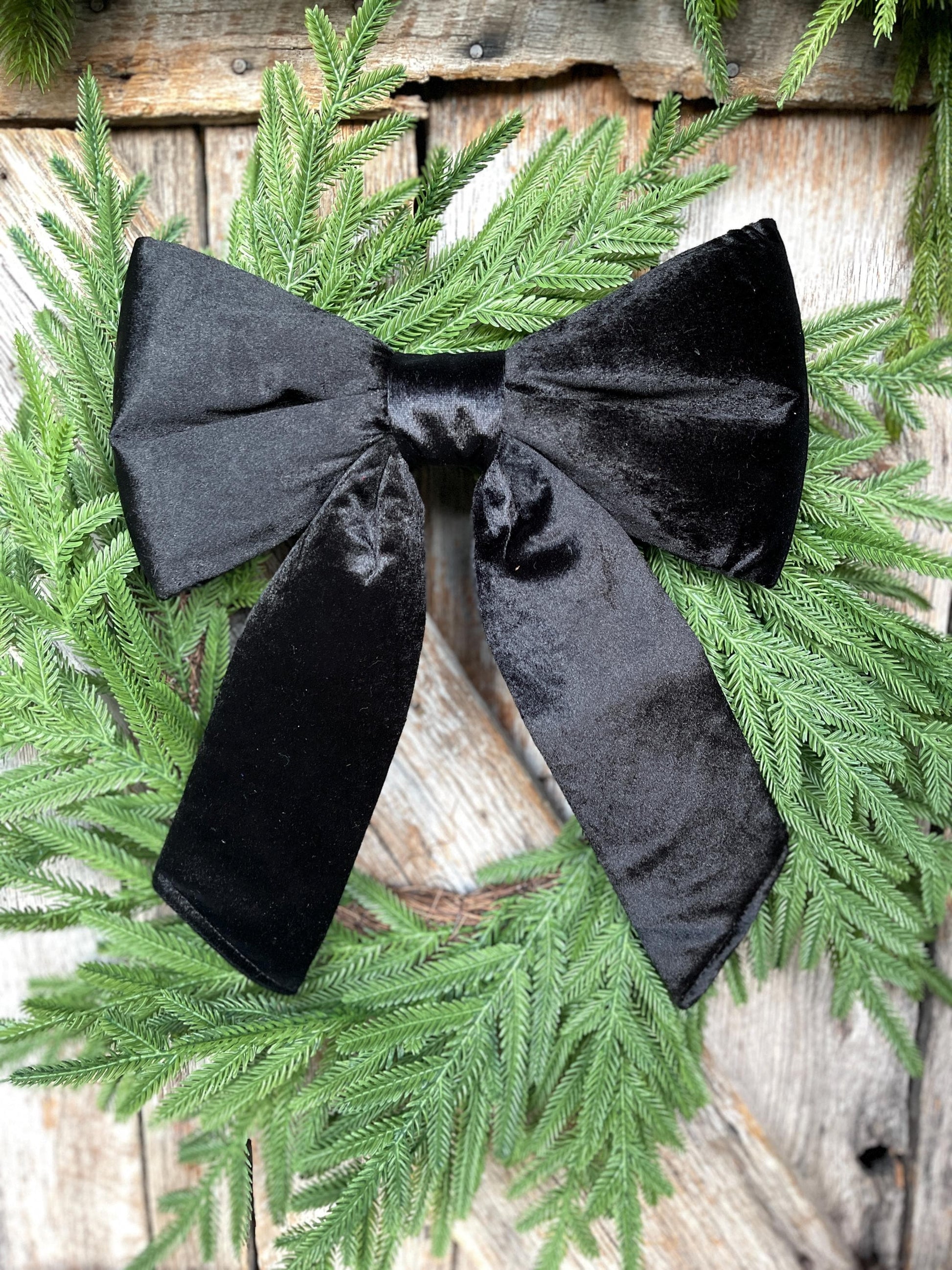 12" x 16" Black Velvet Bow, Black Christmas Bow, Velvet Bow