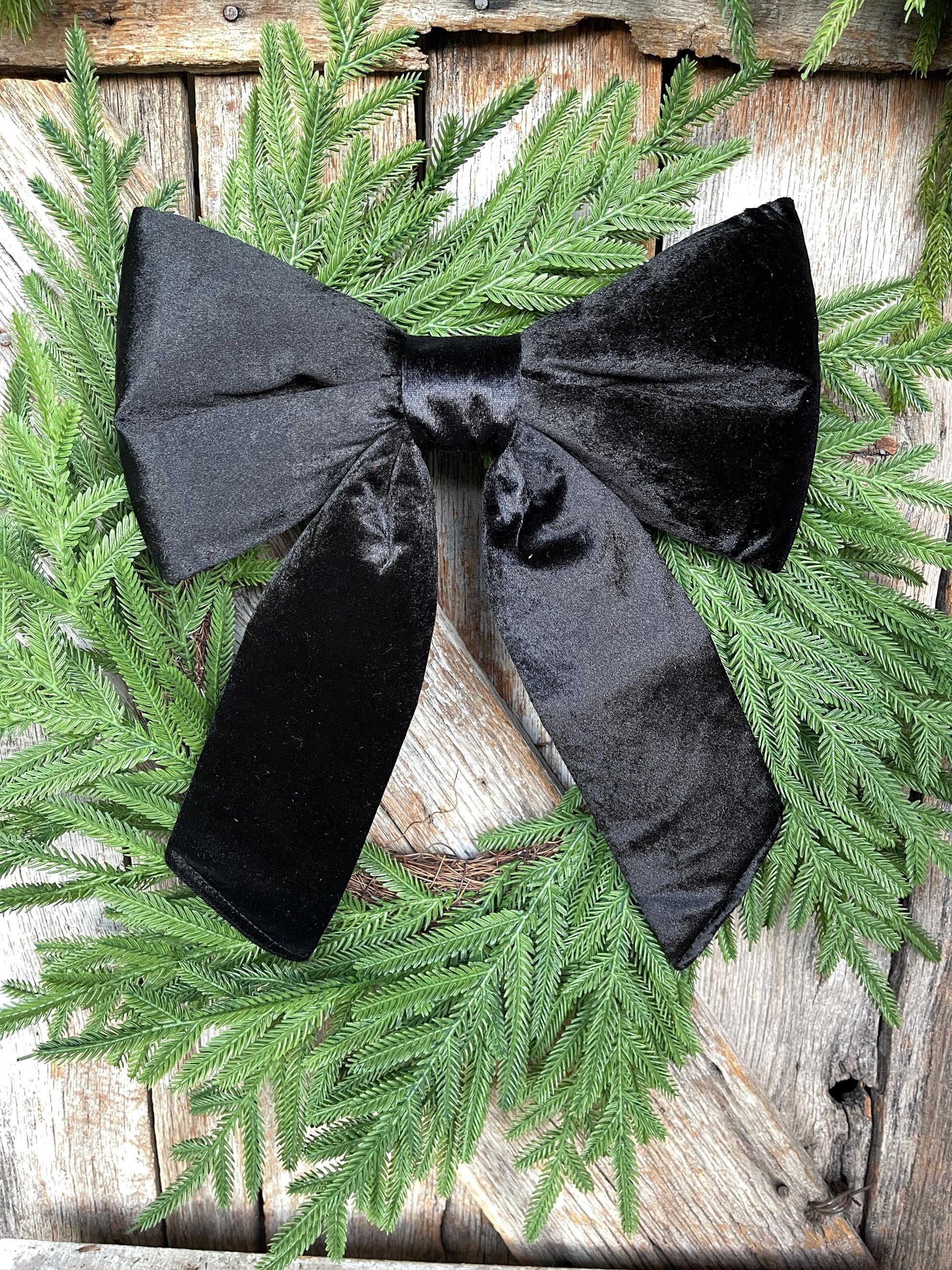 12" x 16" Black Velvet Bow, Black Christmas Bow, Velvet Bow