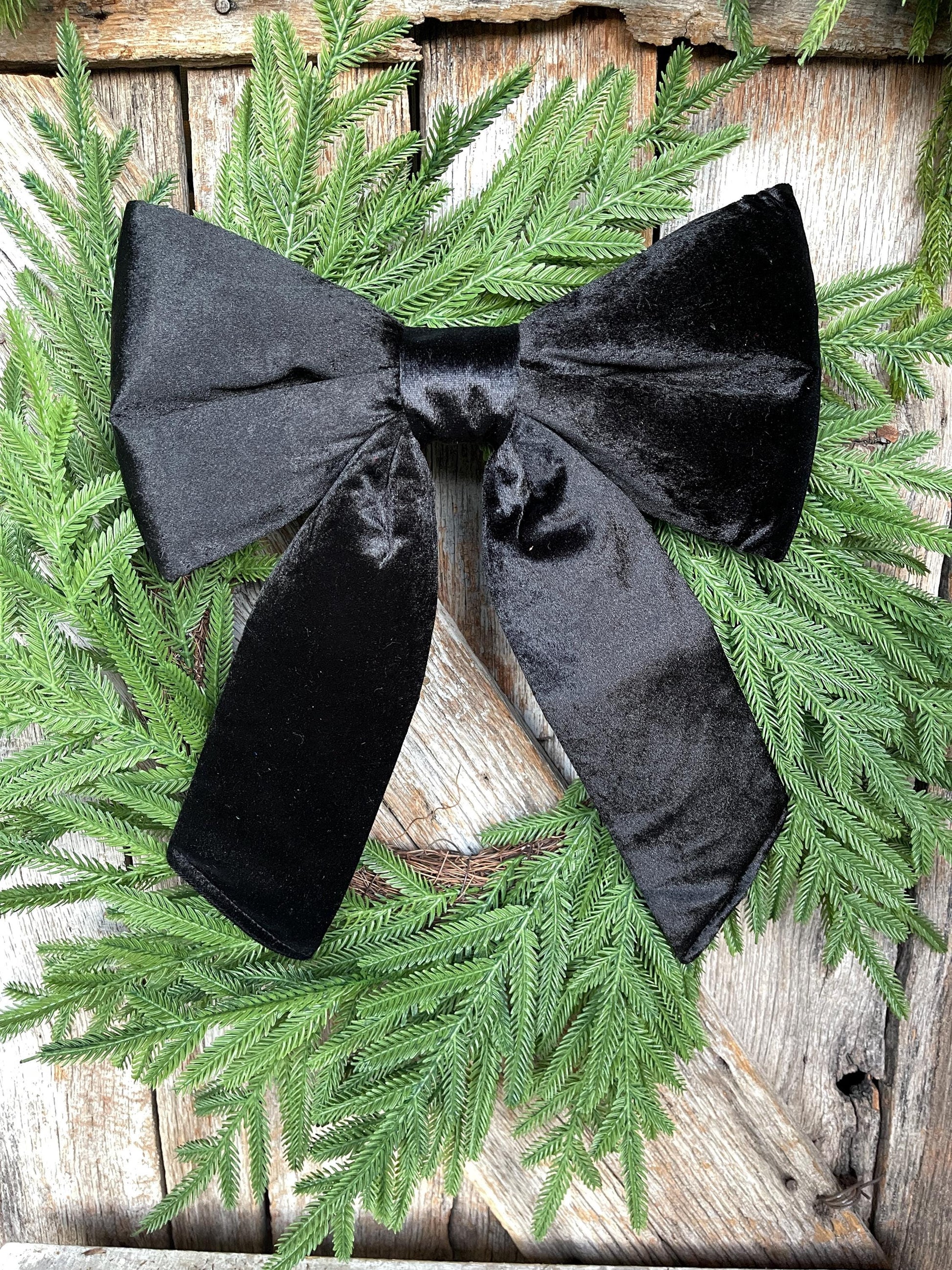 12" x 16" Black Velvet Bow, Black Christmas Bow, Velvet Bow