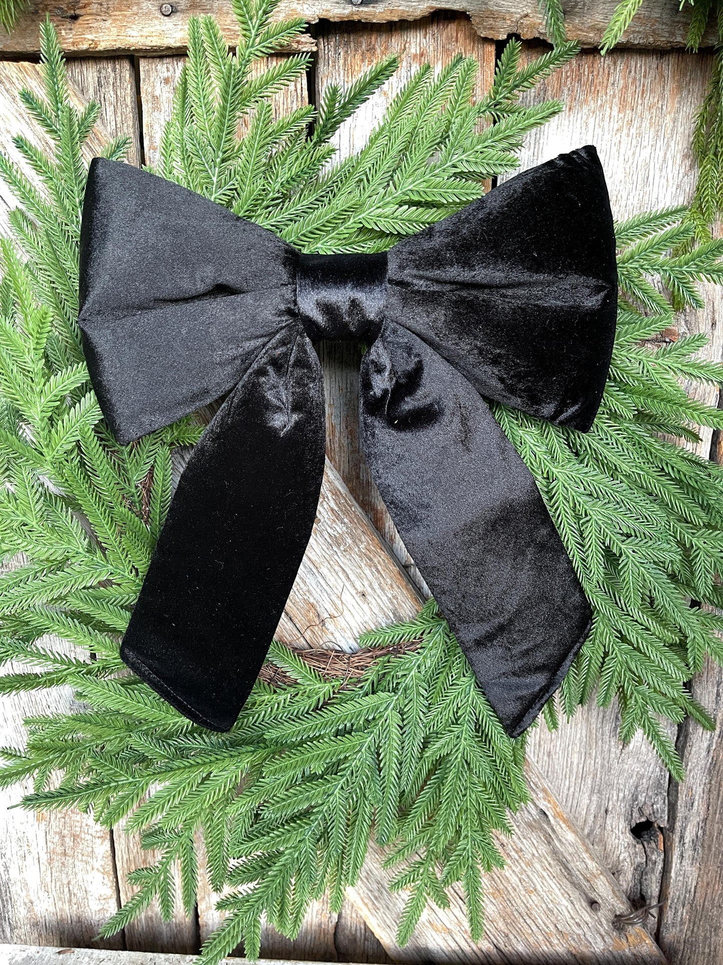 12" x 16" Black Velvet Bow, Black Christmas Bow, Velvet Bow