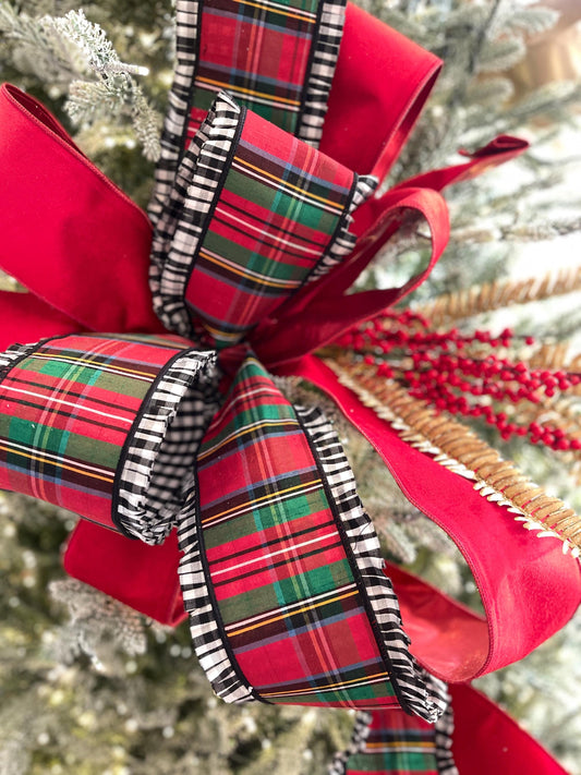 4" Tartan Plaid Ribbon, Farrisilk Ribbon, Anglsey Abbey Ribbon