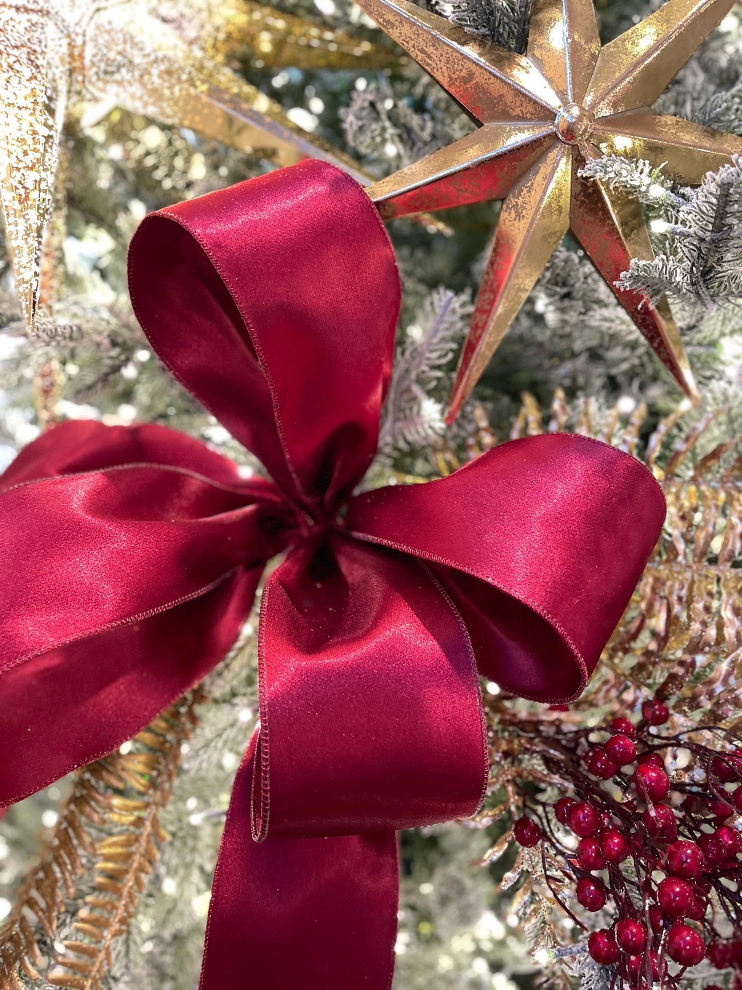 2.5" Wine Burgundy Ribbon, Christmas Ribbon, Shimmer Ribbon