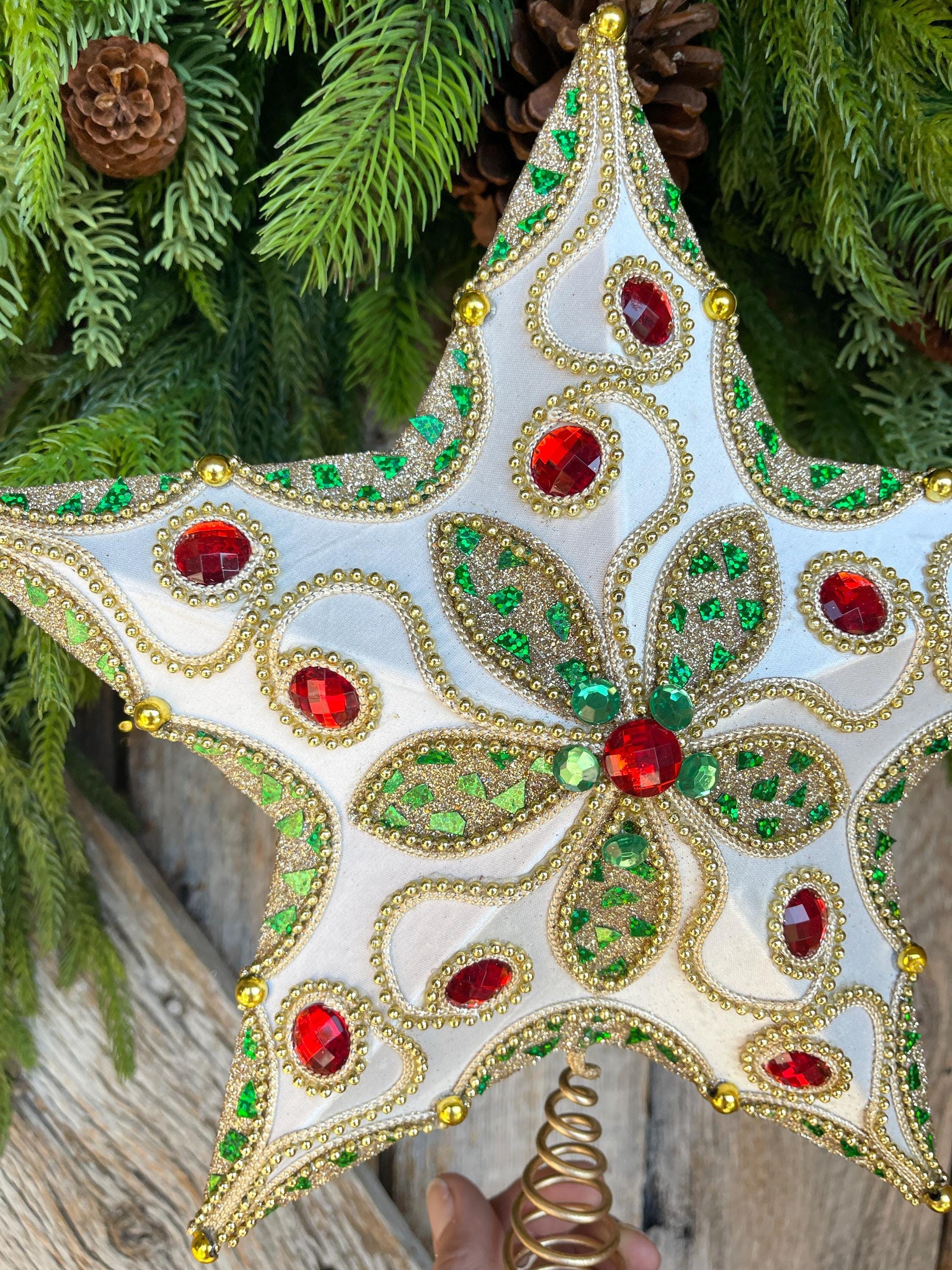 Jeweled Star Tree Topper, Star for Christmas Tree
