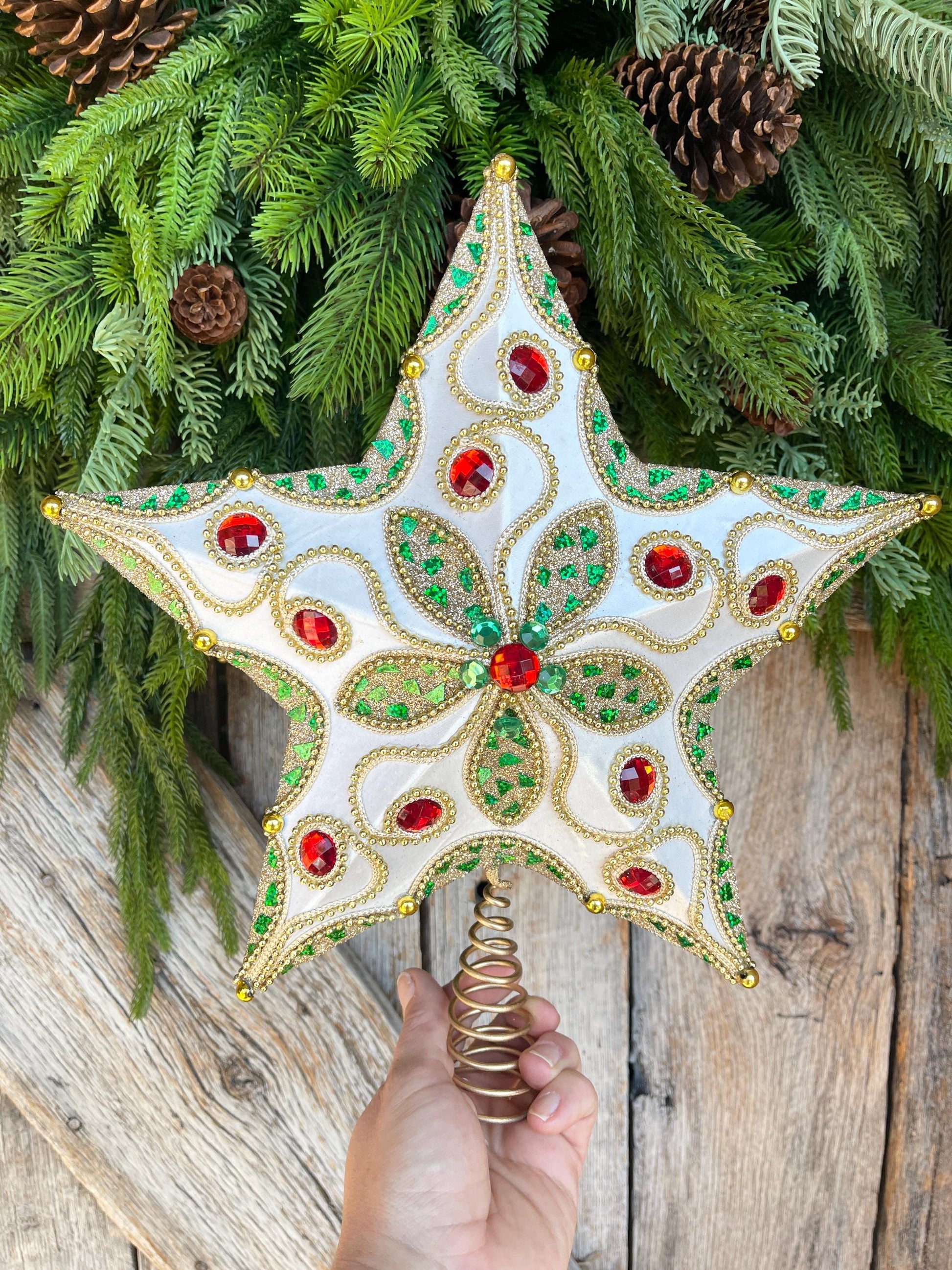 Jeweled Star Tree Topper, Star for Christmas Tree