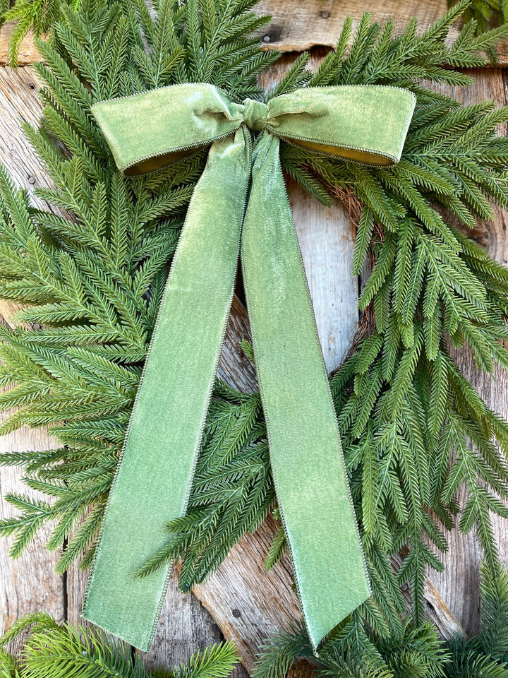 18" Olive Green Velvet Bow, Wreath Bow, Christmas Bow