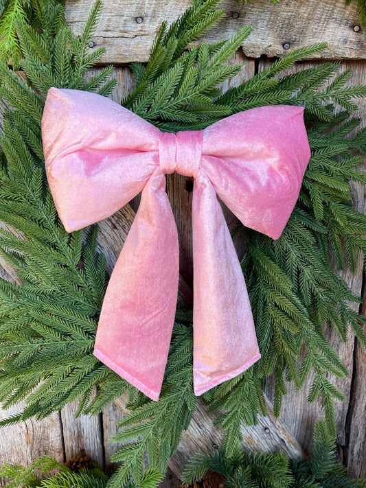 12" x 16" Pink Velvet Bow, Pink Christmas Bow, Velvet Bow