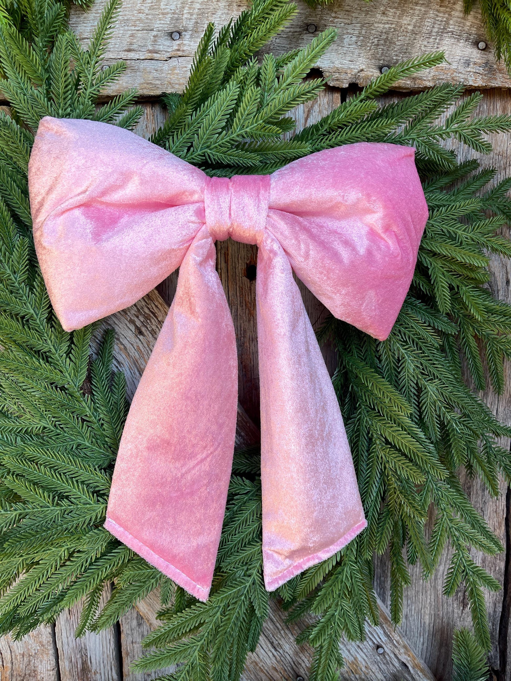 12" x 16" Pink Velvet Bow, Pink Christmas Bow, Velvet Bow