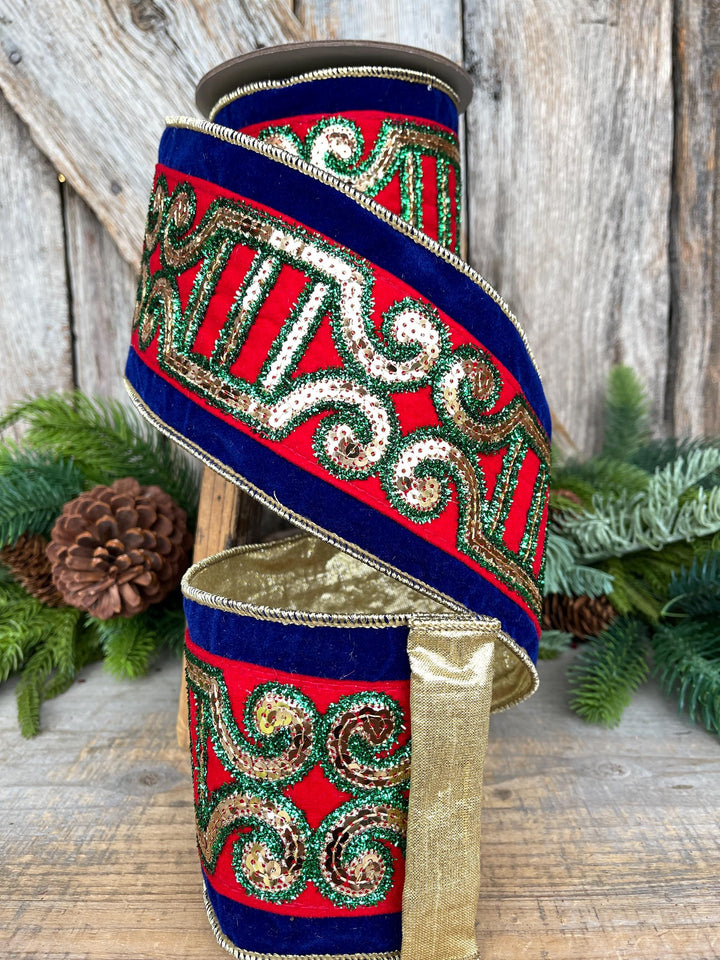 4" Plush Nutcracker Ribbon, Farrisilk Ribbon, Christmas Ribbon