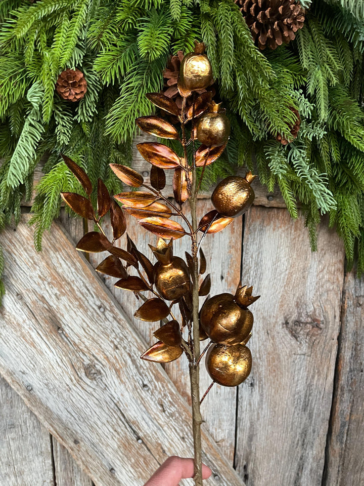 30" Bronze Berry Spray, Bronze Christmas Spray, Metallic Bronze Floral SPray