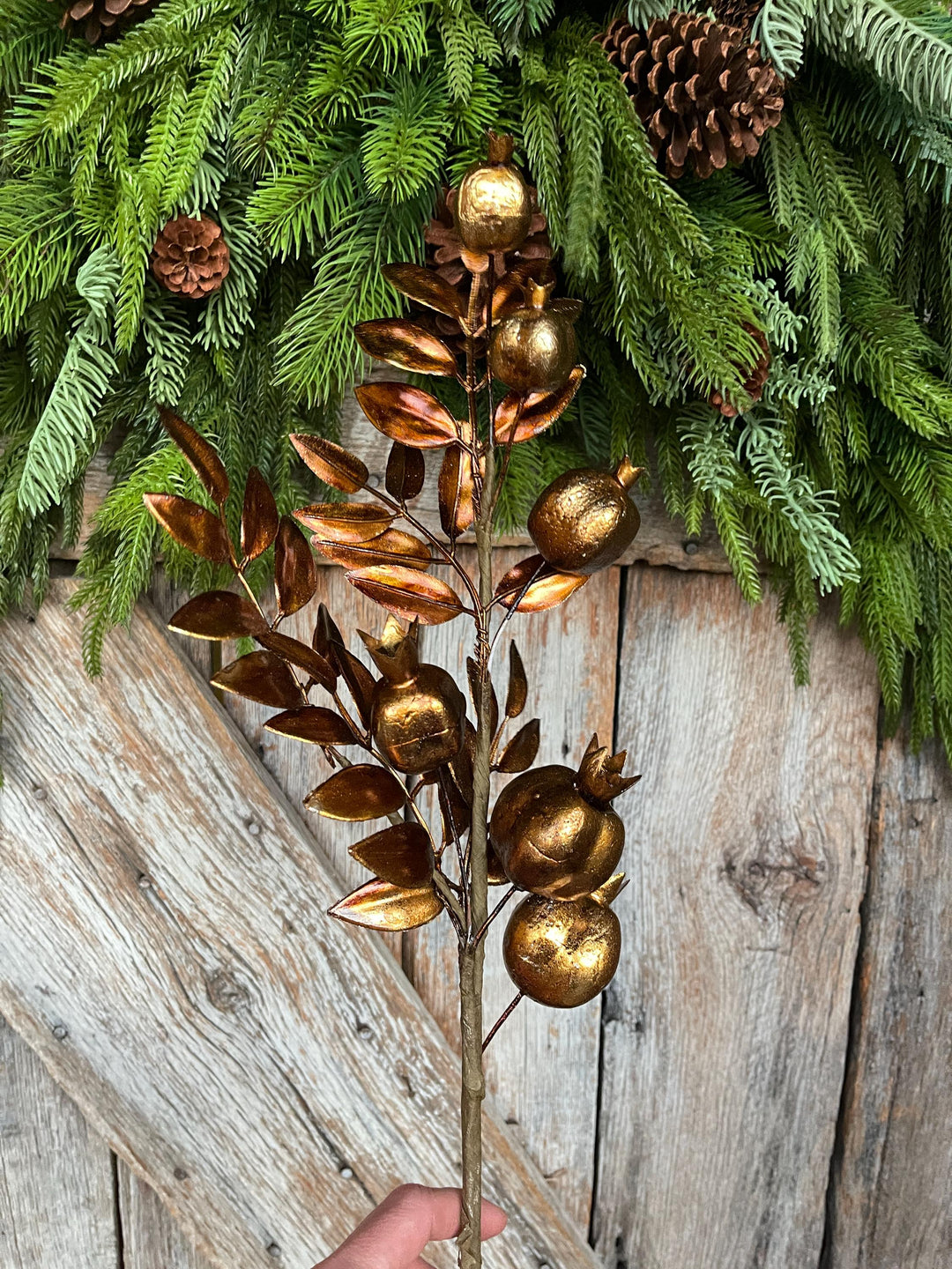 30" Bronze Berry Spray, Bronze Christmas Spray, Metallic Bronze Floral SPray
