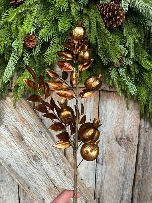 30" Bronze Berry Spray, Bronze Christmas Spray, Metallic Bronze Floral SPray