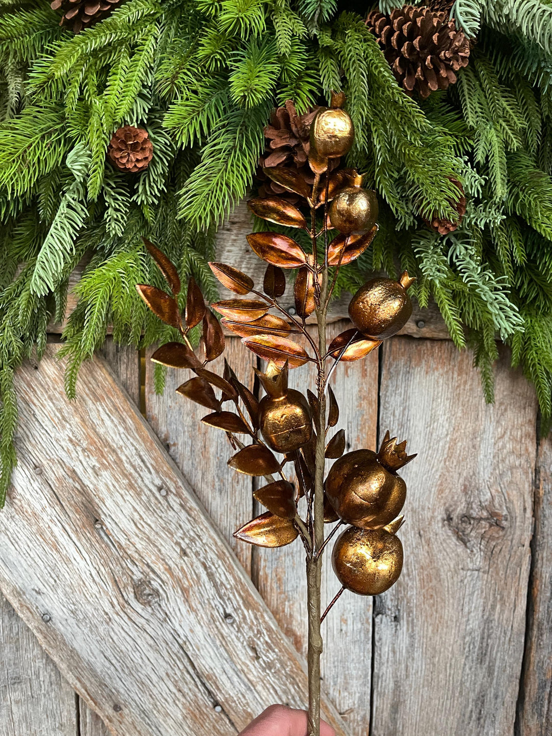 30" Bronze Berry Spray, Bronze Christmas Spray, Metallic Bronze Floral SPray