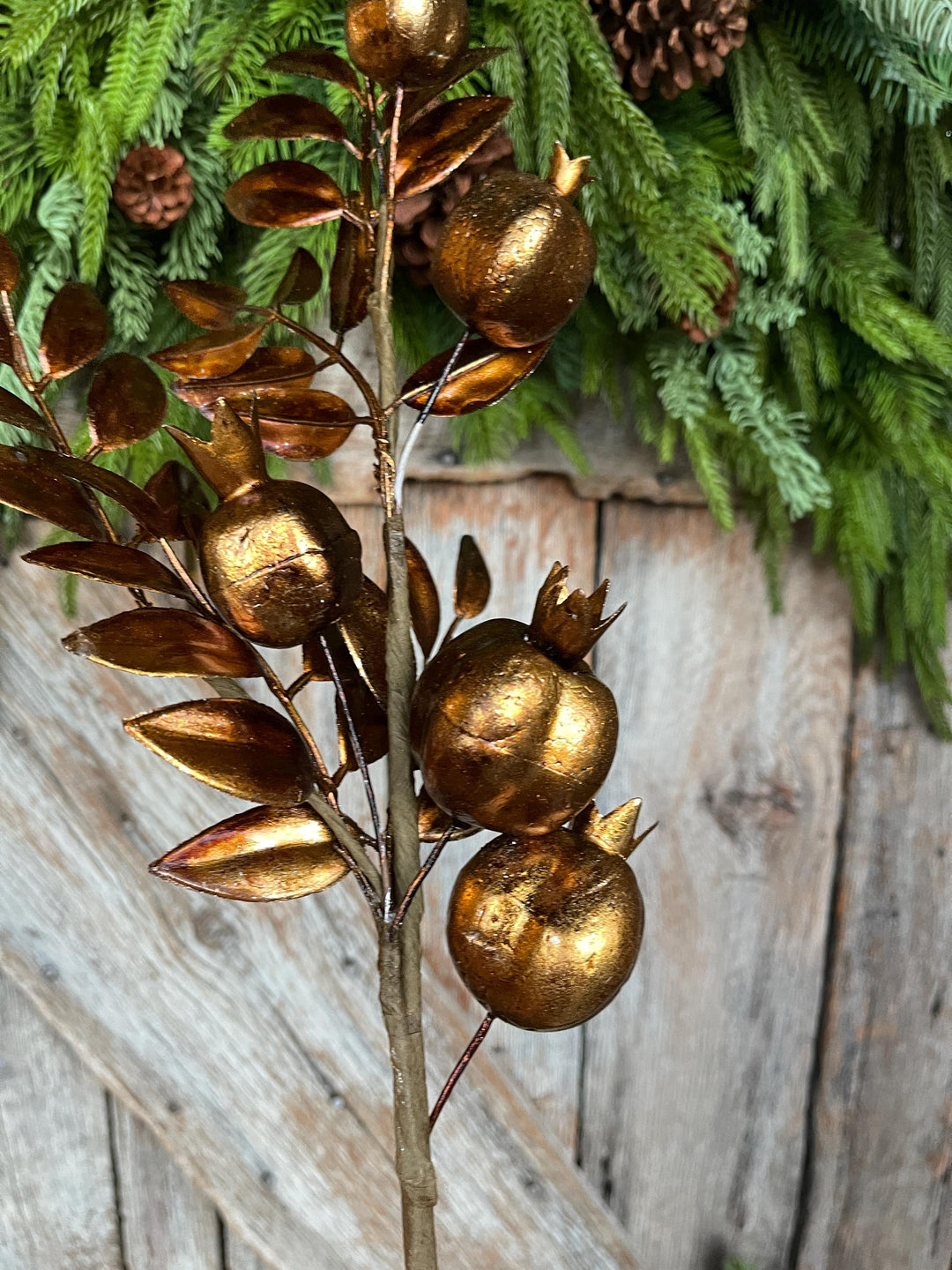30" Bronze Berry Spray, Bronze Christmas Spray, Metallic Bronze Floral SPray