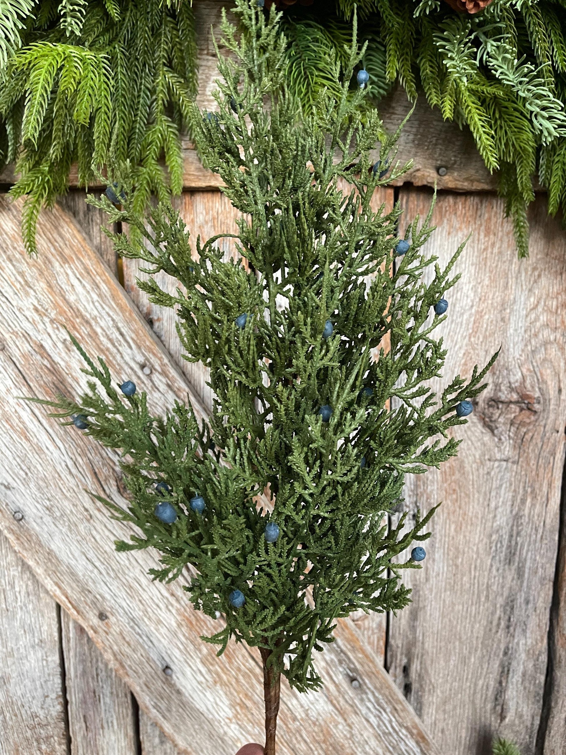 28" Juniper Pick, Artificial Juniper Floral Stem, Christmas Greenery