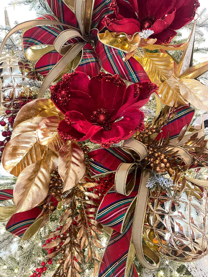 28" Metallic Gold Magnolia Leaf Spray, Christmas Tree Spray