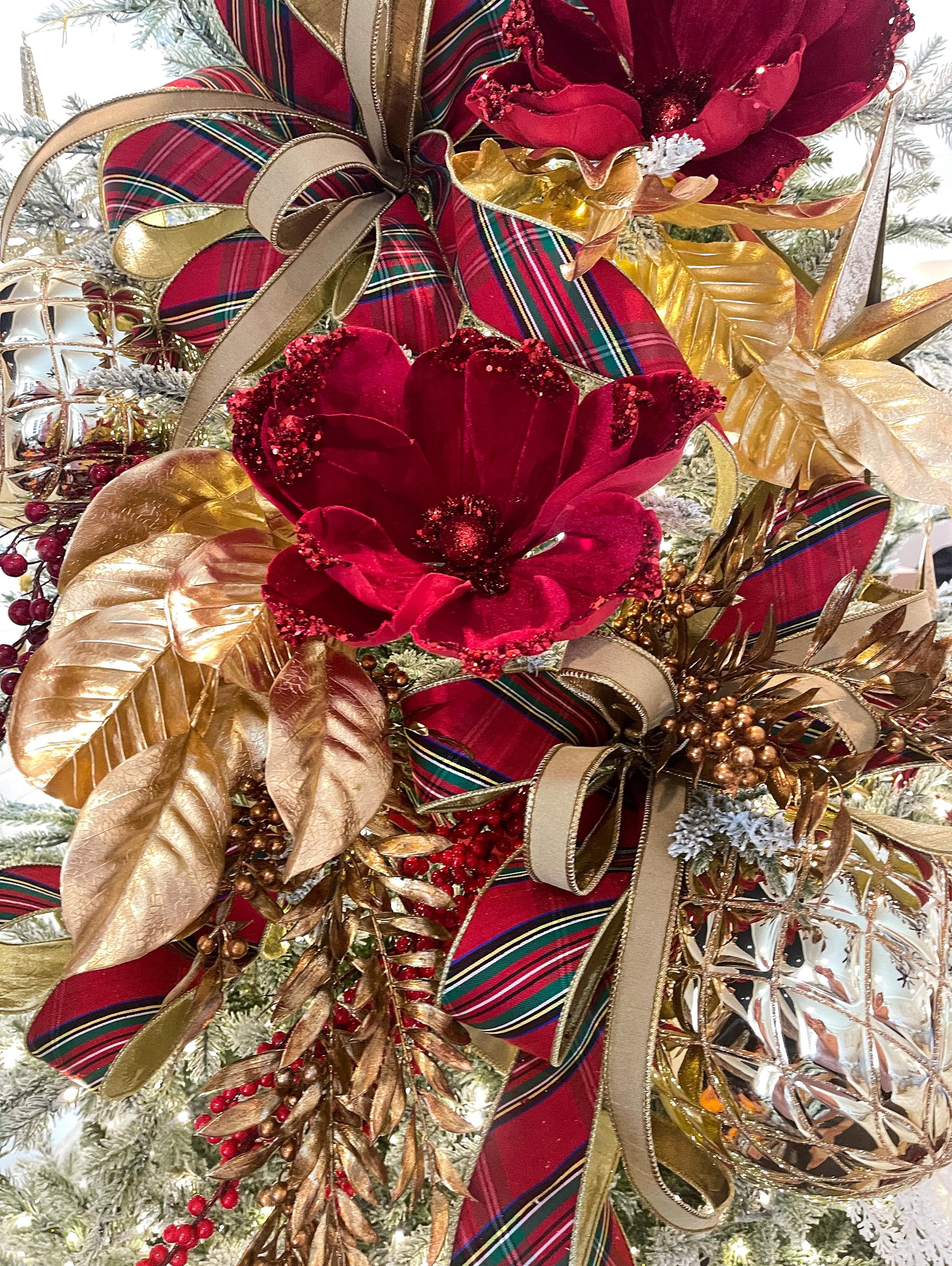 30" Bronze Berry Spray, Bronze Christmas Spray, Metallic Bronze Floral SPray