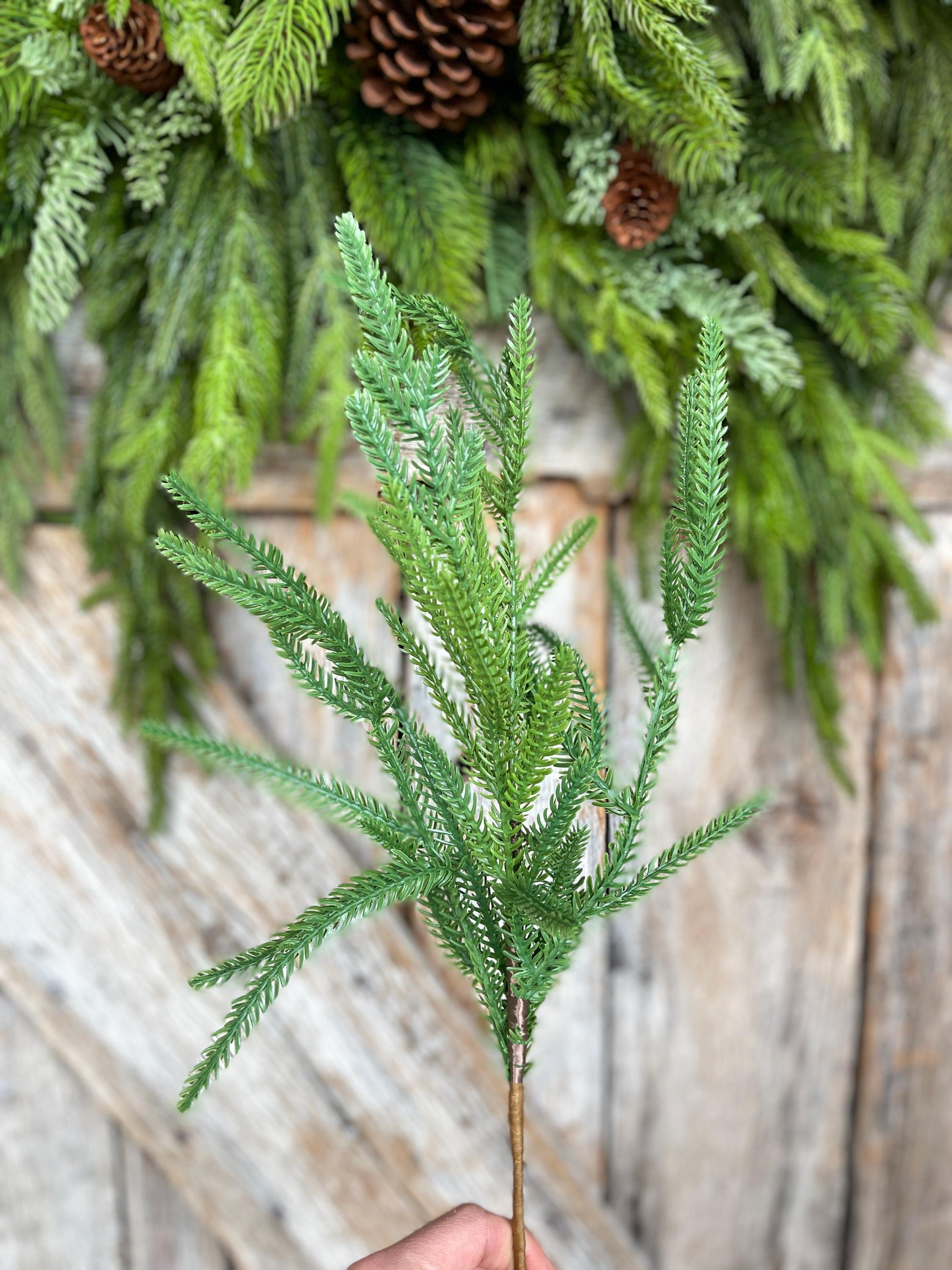 20" Norfolk Pine Spray, Real Touch Norfolk Pine, Artificial Pine Spray, Christmas Greenery
