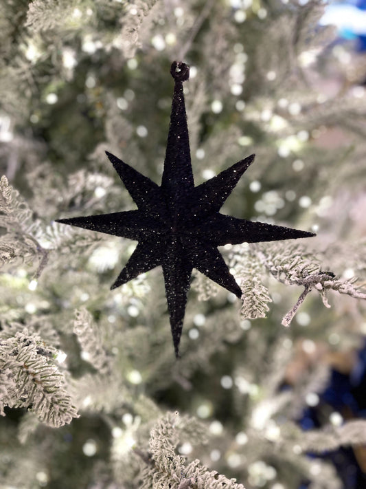 8" Black Bethlehem Star Ornament, Black Star Ornament