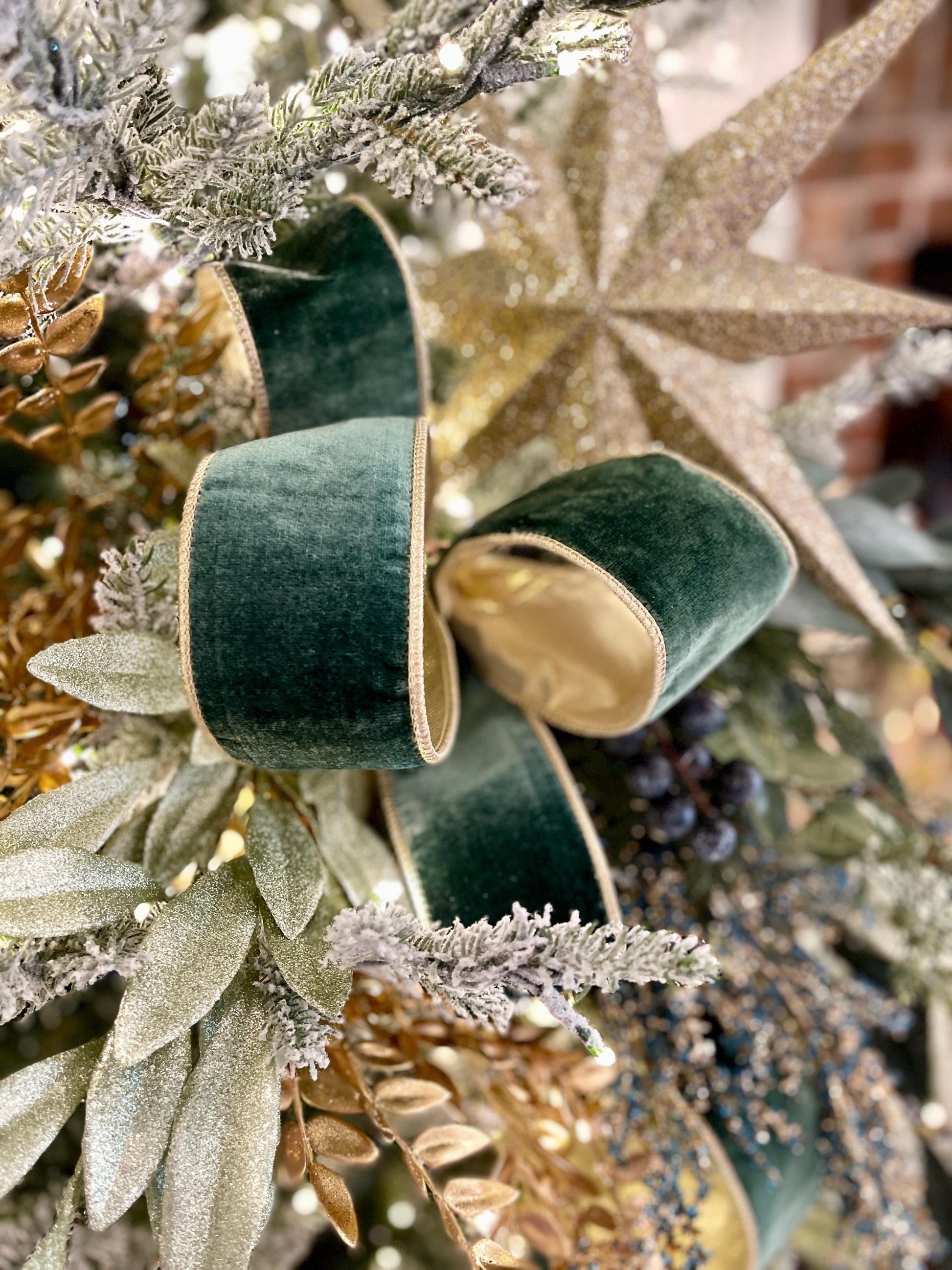 2.5" Green Velvet Ribbon, Christmas Ribbon, Designer RIbbon