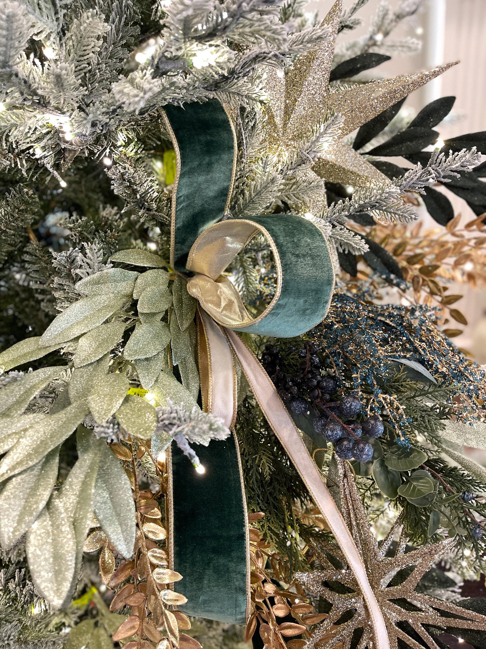 2.5" Green Velvet Ribbon, Christmas Ribbon, Designer RIbbon