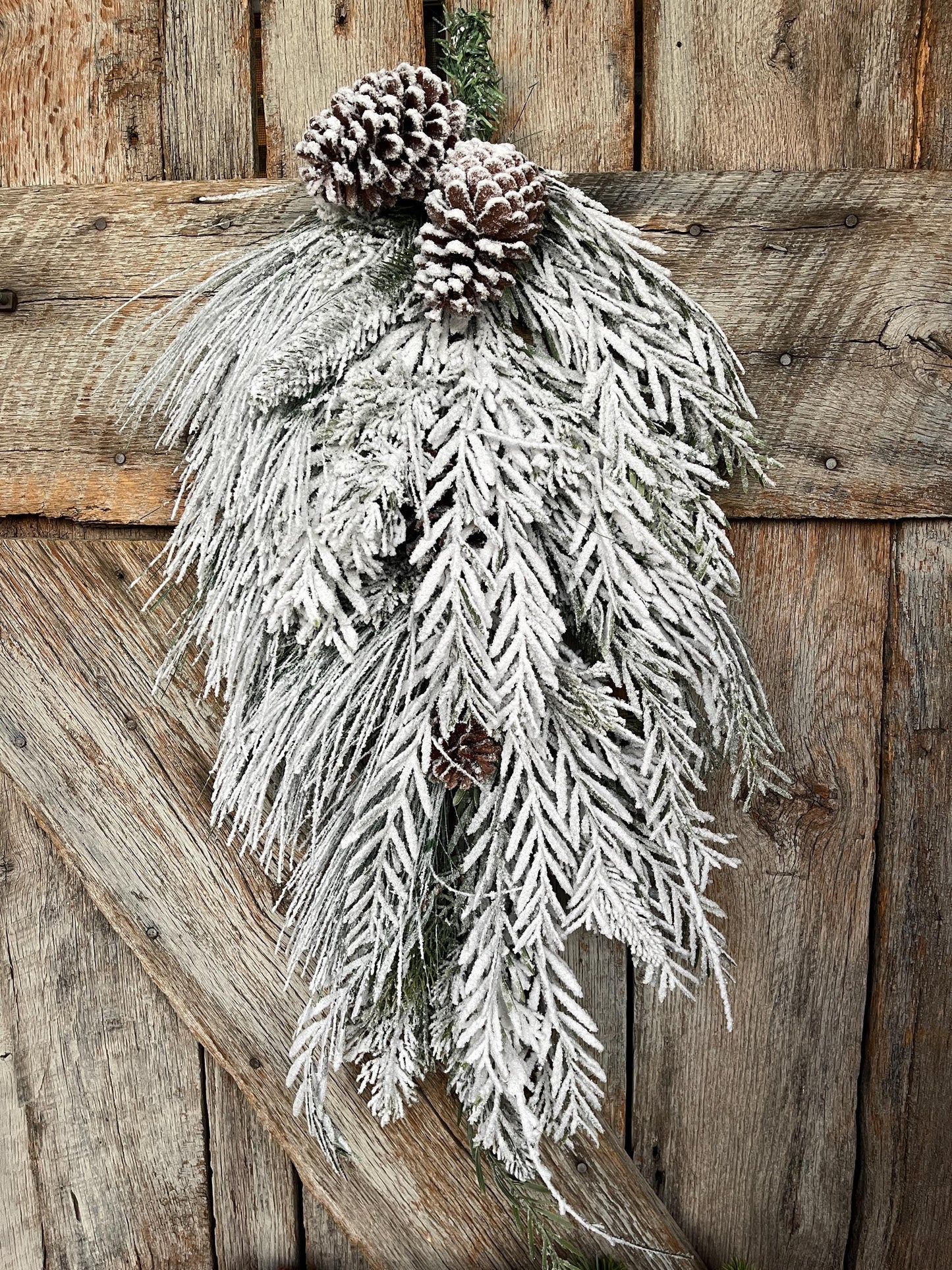 28" Snowy Flocked Swag ,Flocked Front Door Swag, Christmas Wreath