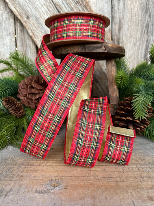 1.5" Traditional CHristmas Plaid, Christmas Plaid Ribbon, Tartan Plaid Ribbon
