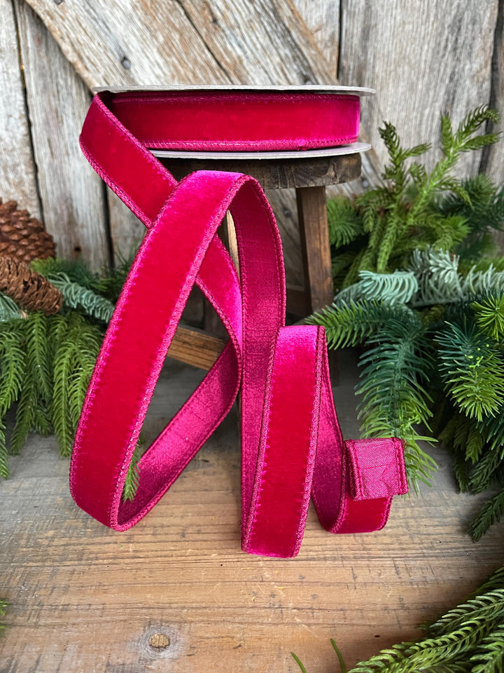1” Hot Pink Velvet, Velvet Luster, Farrisilk Velvet