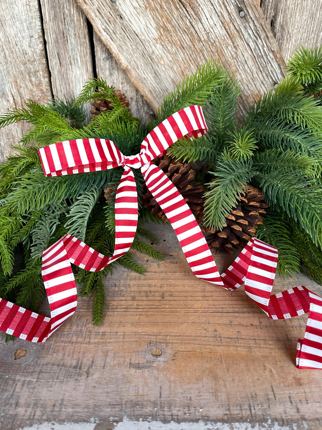 7/8" Red White Stripe Ribbon, Narrow Ribbon