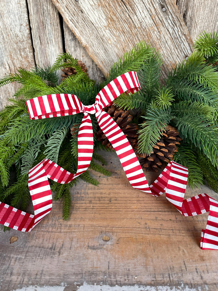 7/8" Red White Stripe Ribbon, Narrow Ribbon