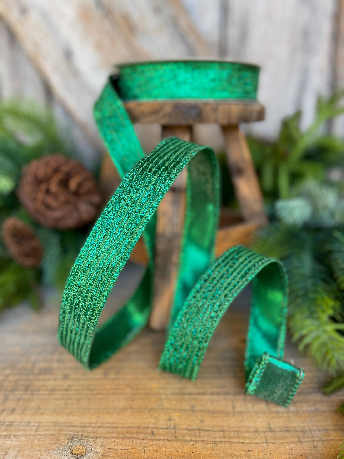 1" Green Ribbon, Farrisilk ribbon, Christmas Ribbon
