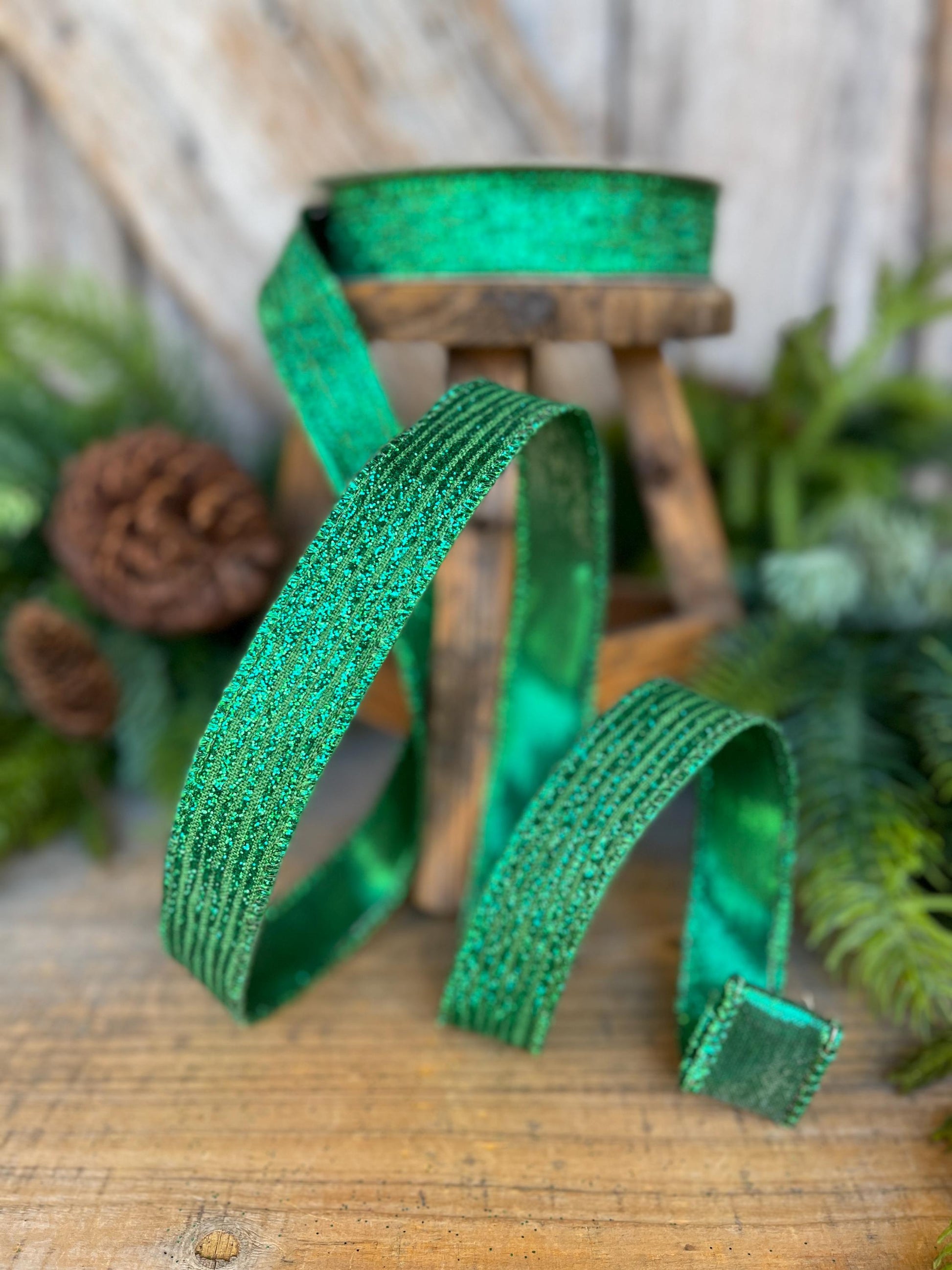 1" Green Ribbon, Farrisilk ribbon, Christmas Ribbon