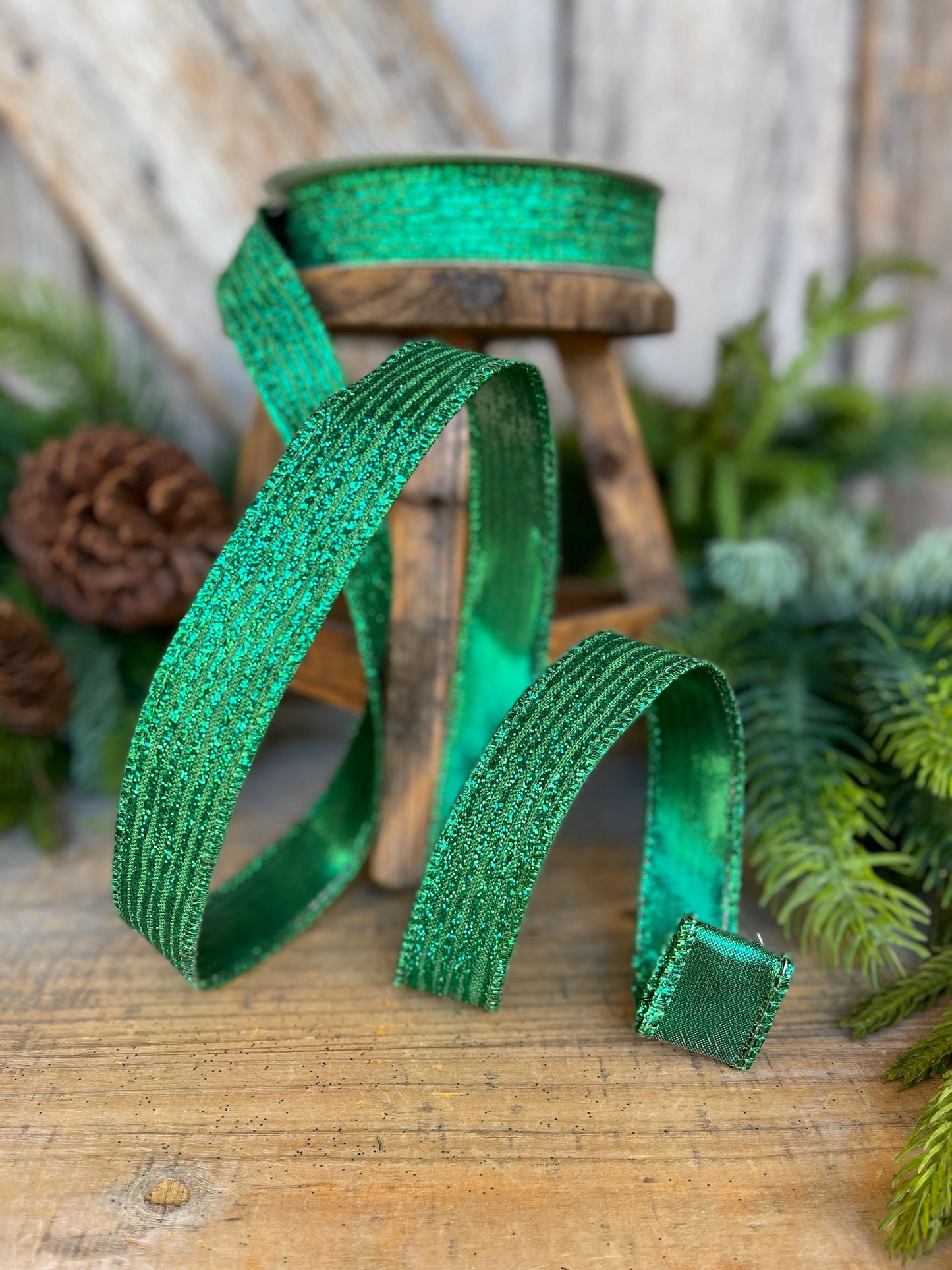 1" Green Ribbon, Farrisilk ribbon, Christmas Ribbon