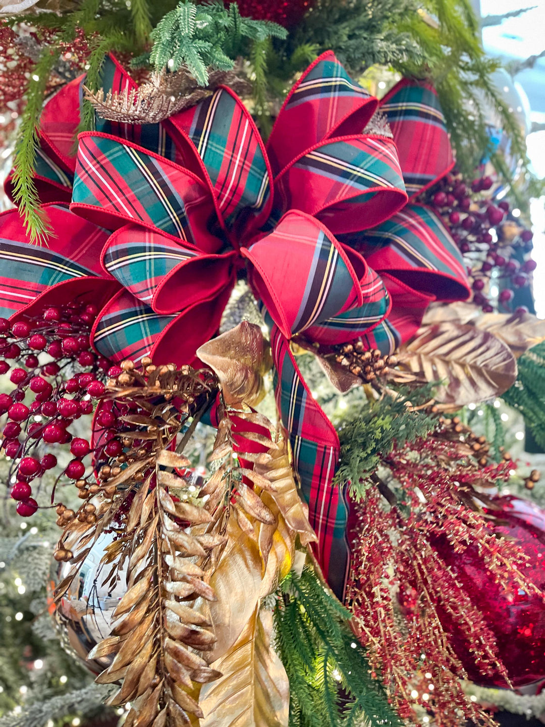 4" Traditional CHristmas Plaid, Wired Ribbon, Red Blue Chirstmas Plaid RIbbon