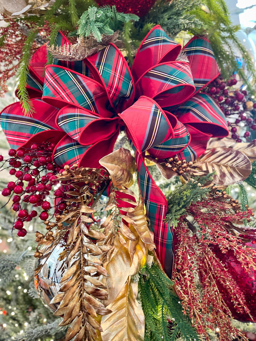 4" Traditional CHristmas Plaid, Wired Ribbon, Red Blue Chirstmas Plaid RIbbon