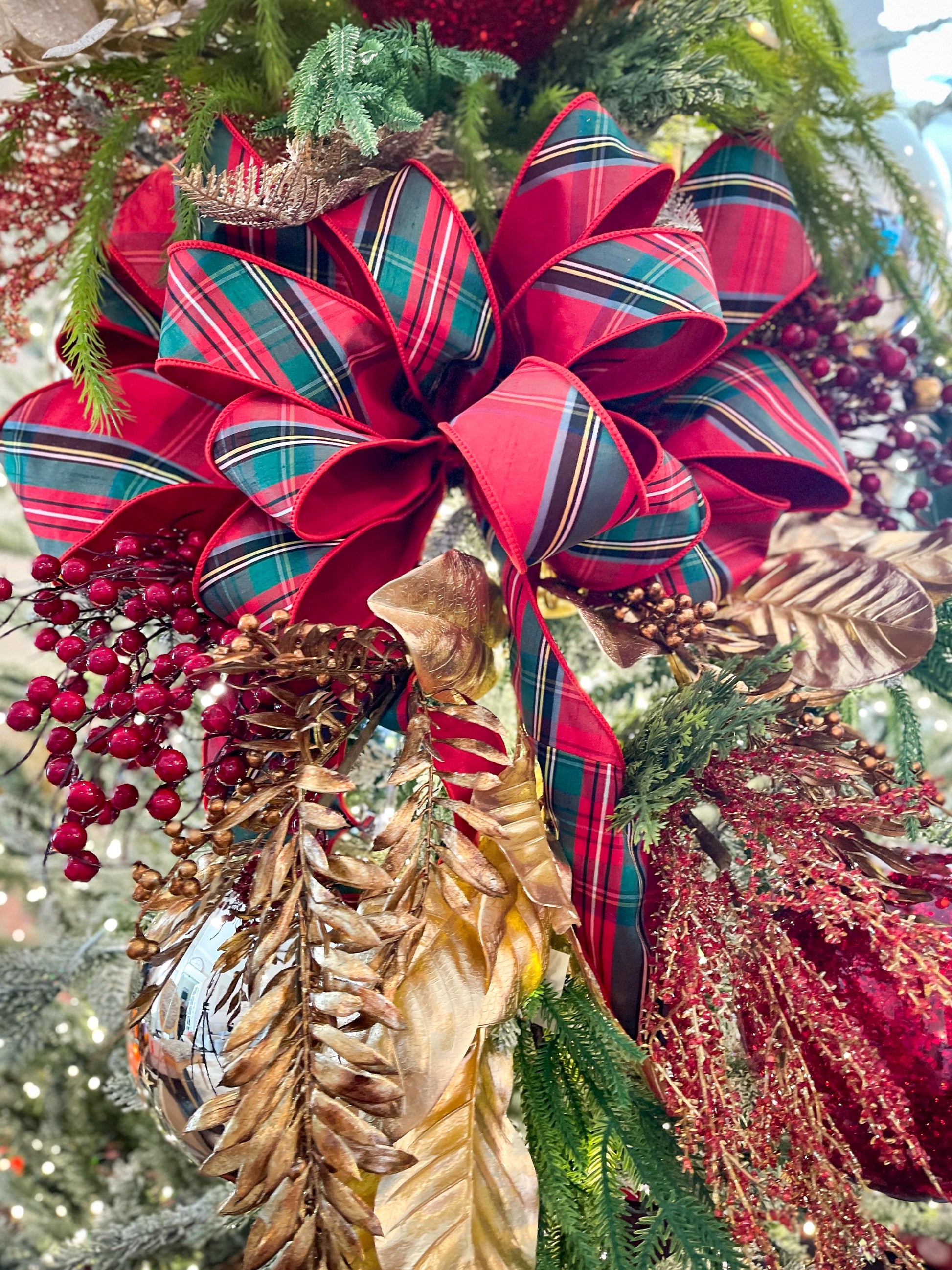 4" Traditional CHristmas Plaid, Wired Ribbon, Red Blue Chirstmas Plaid RIbbon, RIbbon for Treee, Christmas Plaid