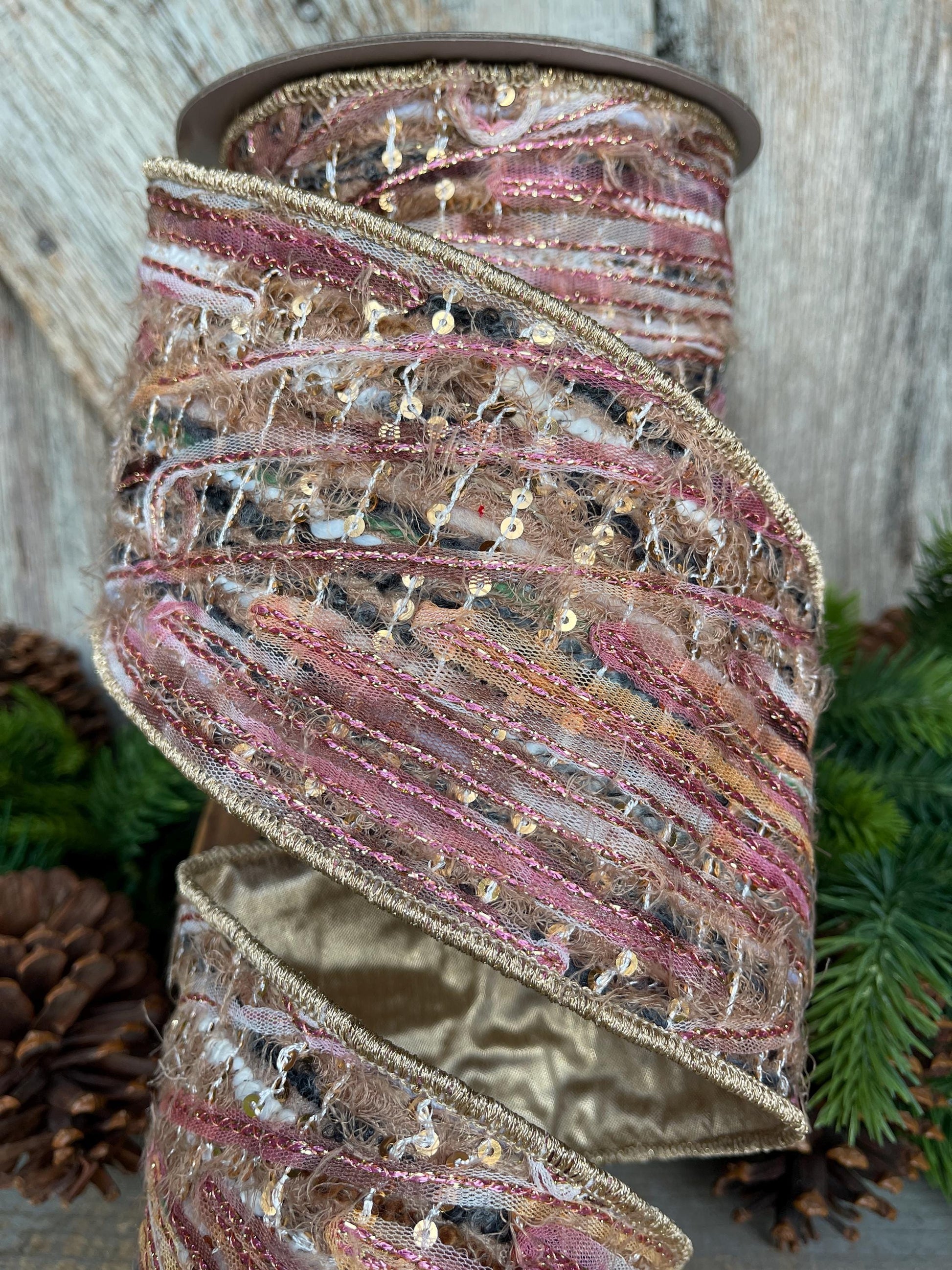 4" Mystic Weave Ribbon, Farrisilk Ribbon, Christmas Tree Ribbon