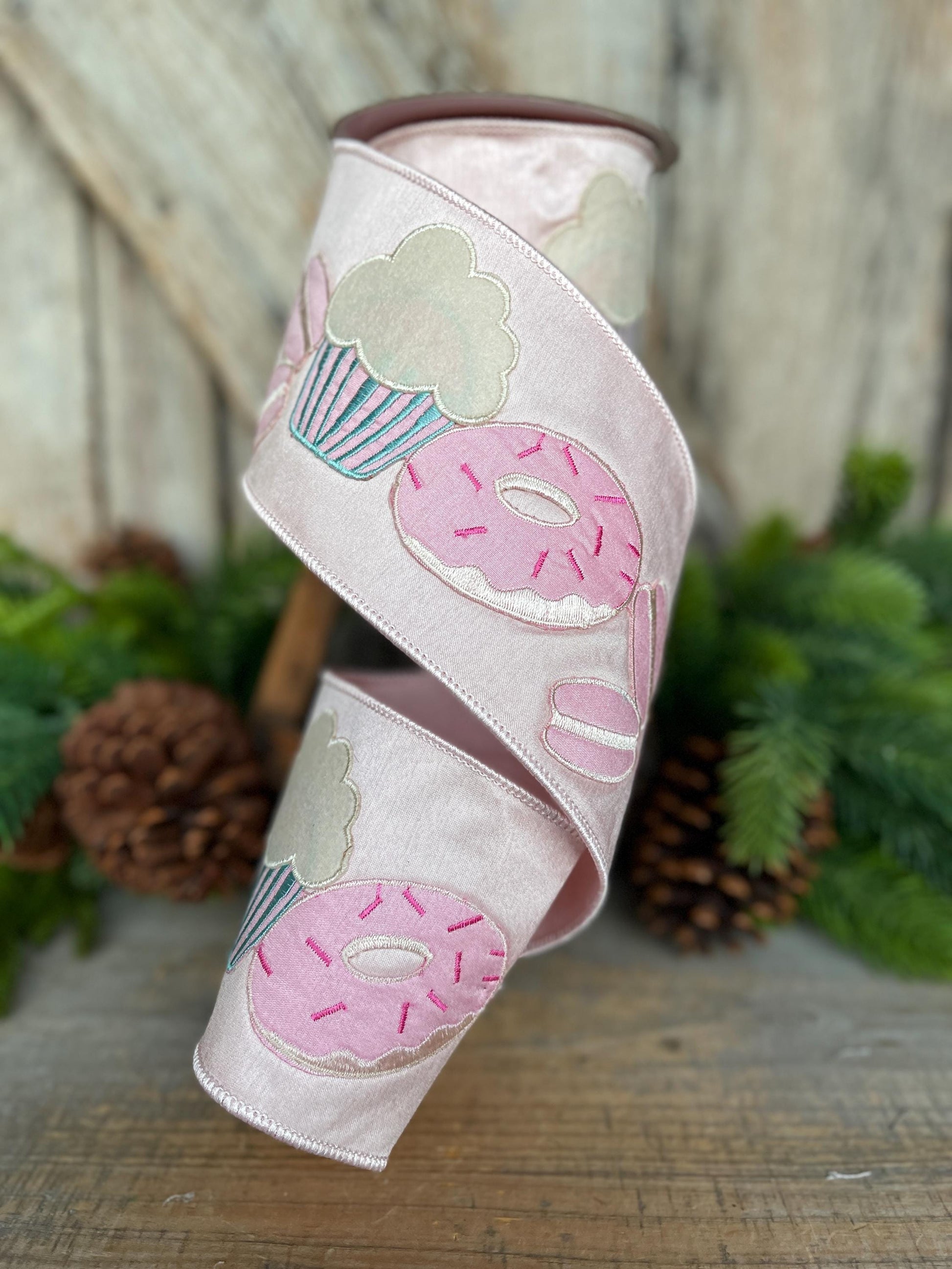 4" Cupcake Donut Ribbon, Farrisilk Ribbon, Sweet Treat Theme Ribbon, Christmas Ribbon, PASTEL PATISSERIE Ribbon
