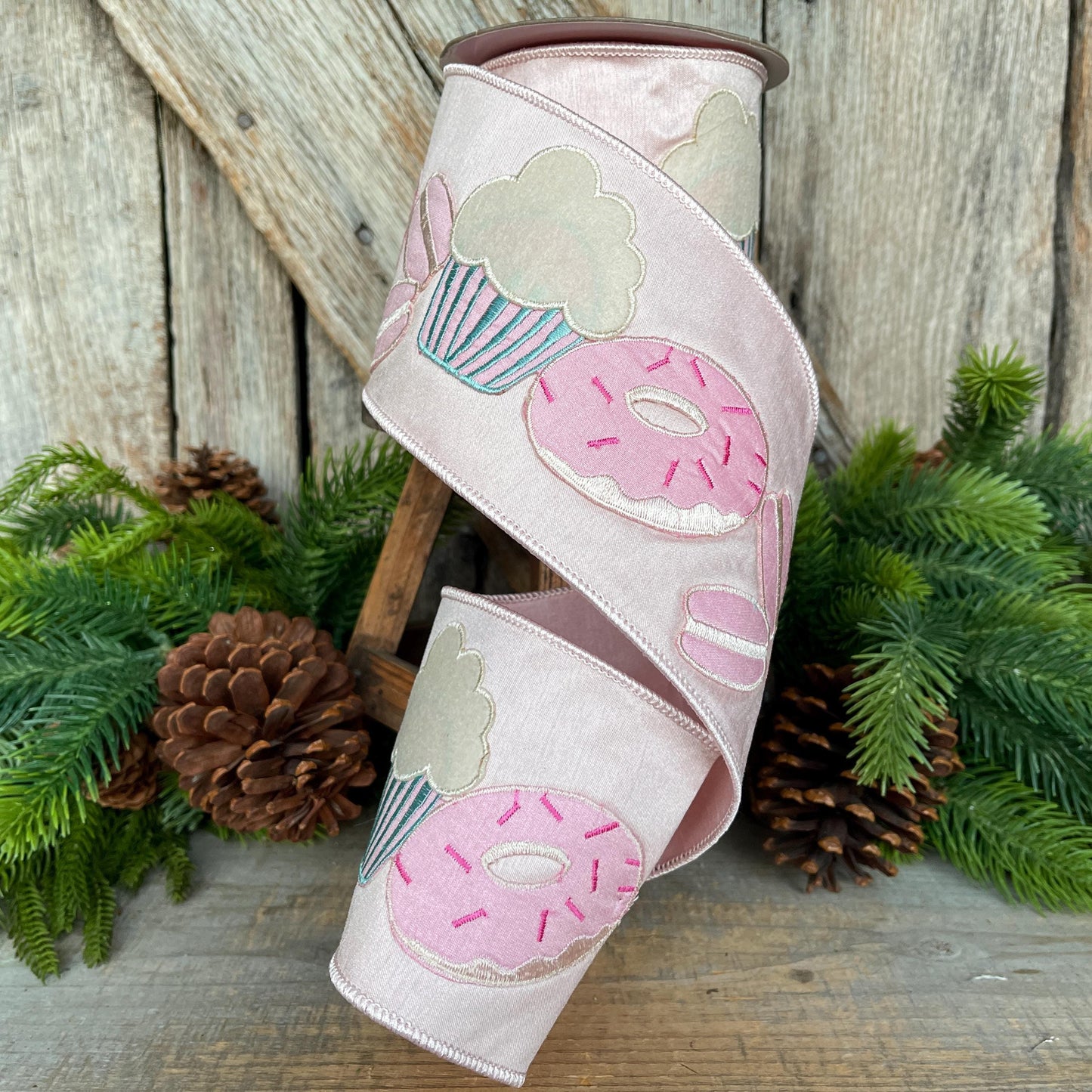 4" Cupcake Donut Ribbon, Farrisilk Ribbon, Sweet Treat Theme Ribbon, Christmas Ribbon, PASTEL PATISSERIE Ribbon