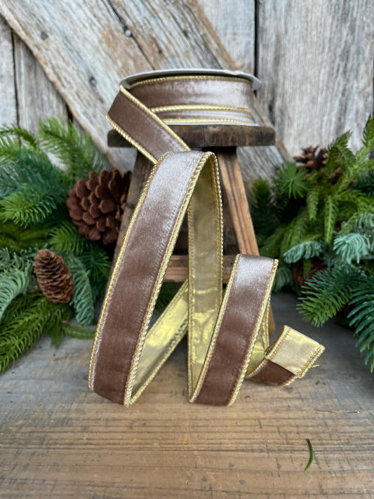 1" Champagne Velvet Ribbon, Light Gold Ribbon, Christmas Velvet Ribbon