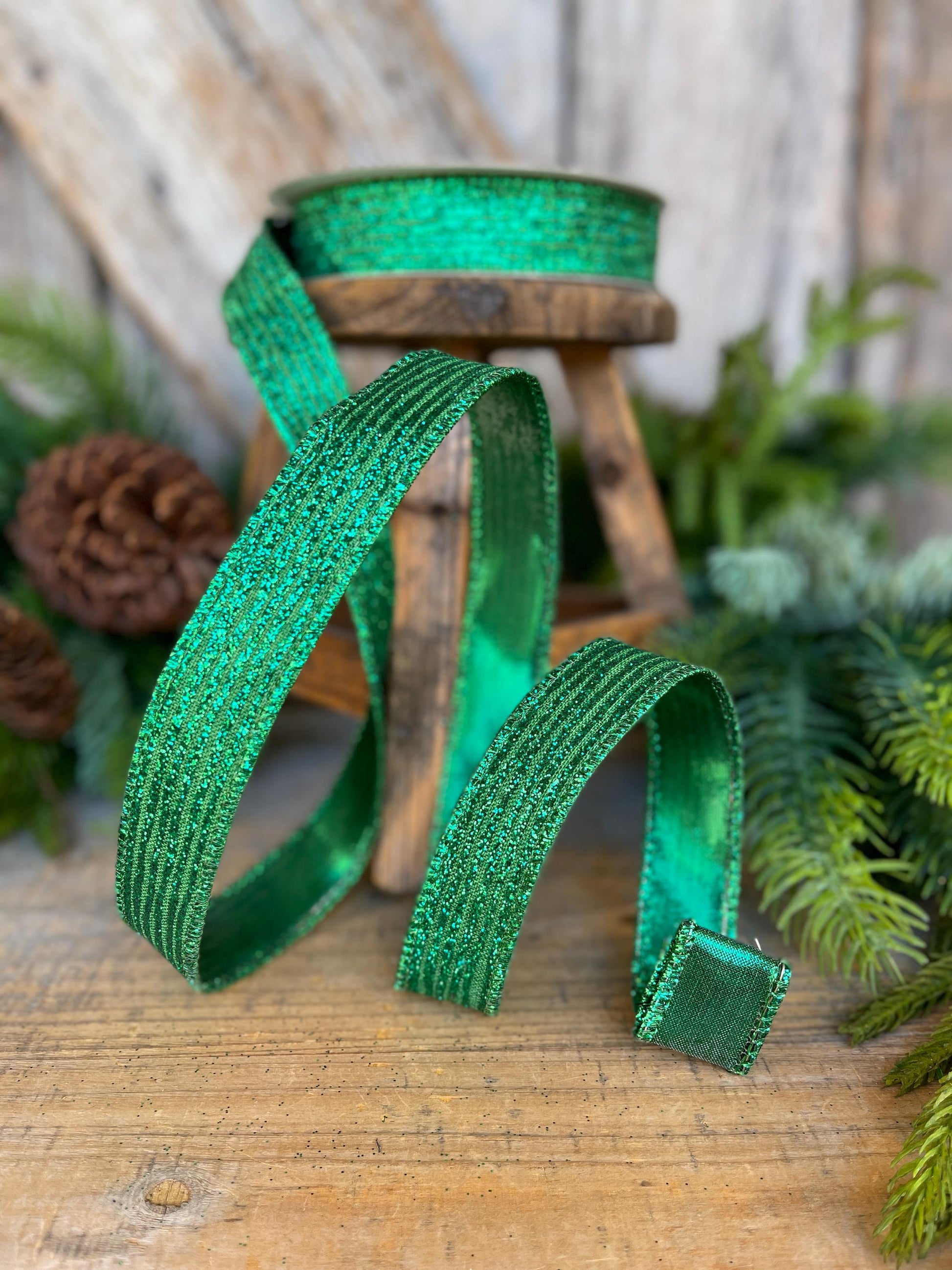 1" Green Ribbon, Farrisilk ribbon, Christmas Ribbon