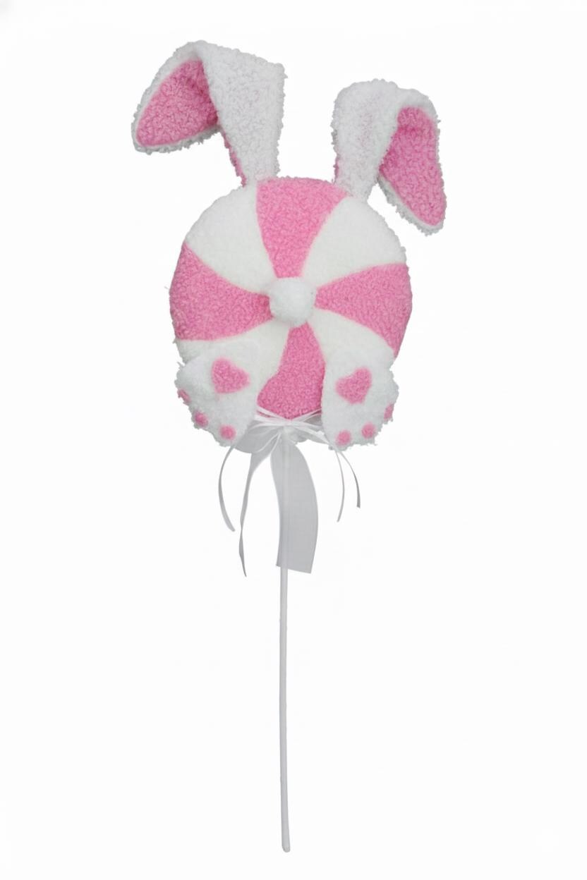 24" Bunny Floral Stem, Pink Bunny Lollipop Spray, Easter Bunny