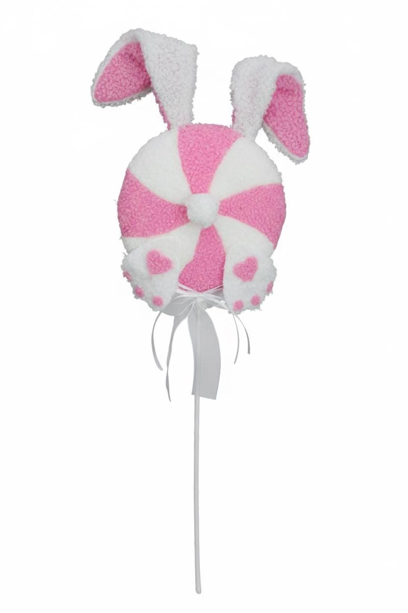 24" Bunny Floral Stem, Pink Bunny Lollipop Spray, Easter Bunny