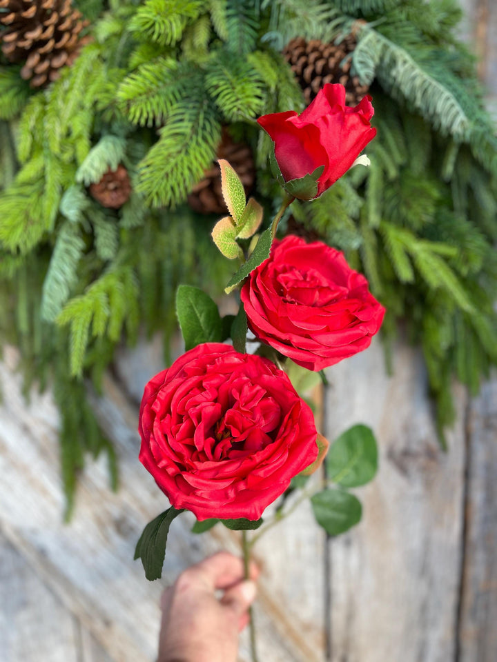 30″ Red Austin Rose Stem | Long Red Artificial Rose | Floral Supply Stem for Arrangements, Wedding Decor, DIY Bouquets