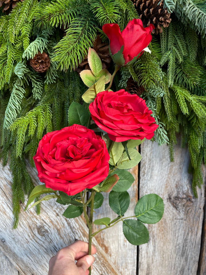 30″ Red Austin Rose Stem | Long Red Artificial Rose | Floral Supply Stem for Arrangements, Wedding Decor