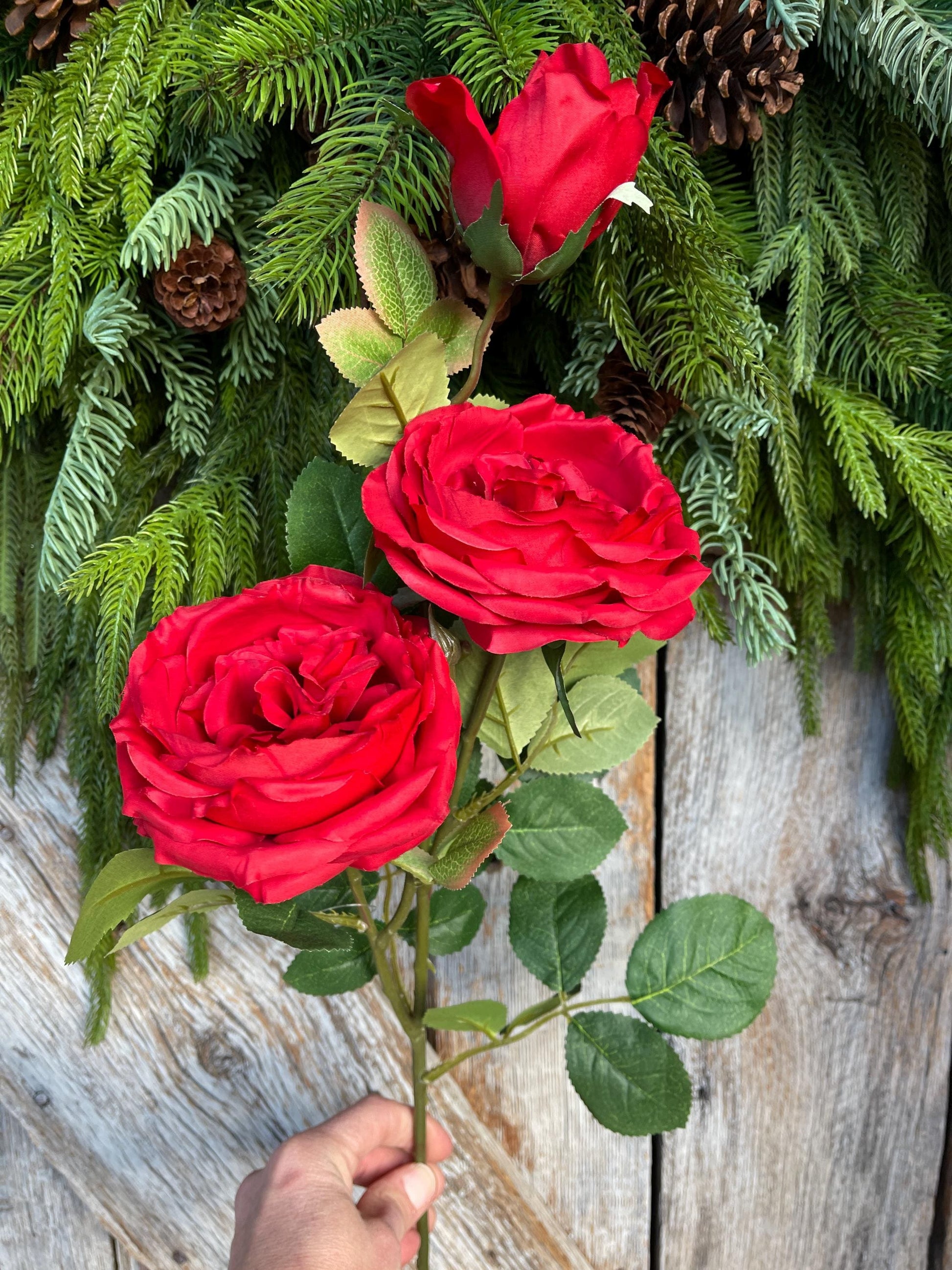 30″ Red Austin Rose Stem | Long Red Artificial Rose | Floral Supply Stem for Arrangements, Wedding Decor, DIY Bouquets, Crafts