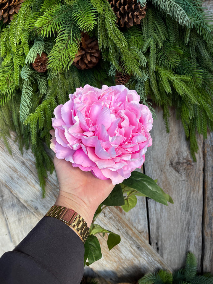 28" Pink Peony Floral Stem