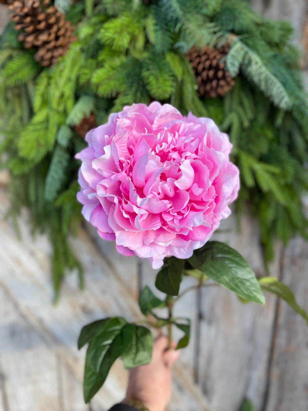 28" Pink Peony Floral Stem