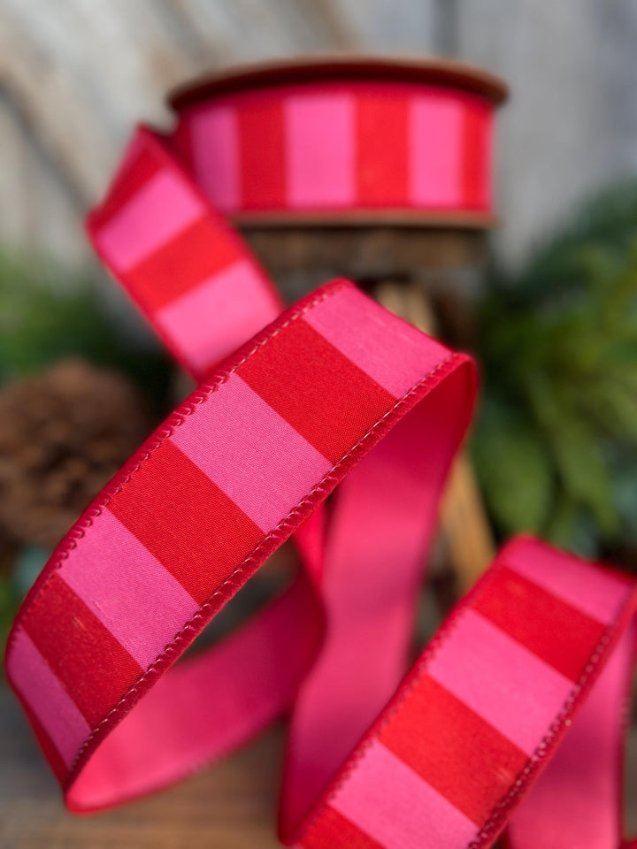 1.5" Pink Red Ribbon, Valentine Ribbon, Christmas Ribbon