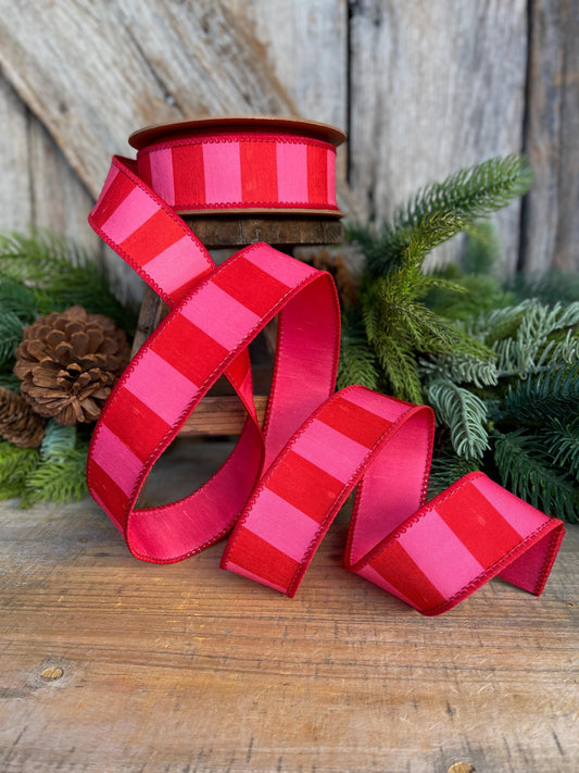 1.5" Pink Red Ribbon, Valentine Ribbon, Christmas Ribbon