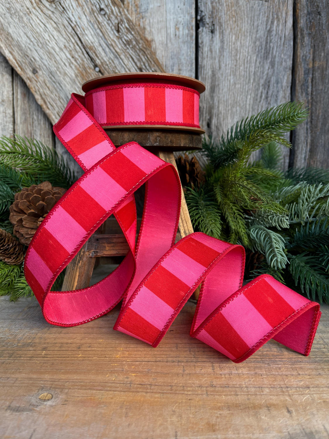 1.5" Pink Red Ribbon, Valentine Ribbon, Christmas Ribbon